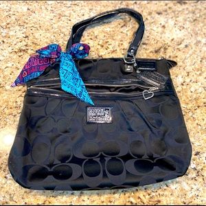 COACH Poppy Signature Black Jacquard Tote w/Scarf
